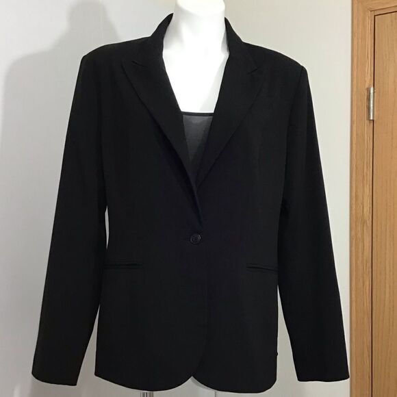 Norma Kamali Black One Button Blazer Size 18 - Picture 13 of 14